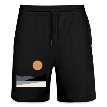 Paysage abstrait - Short de jogging bio TRAINER Stanley/Stella unisexe - noir - Devant - Nik (191cm) & Marisol (170cm)