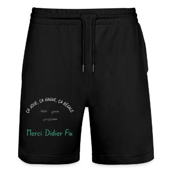 Ca_joue_ca_gagne_ca_regale - Stanley/Stella Unisex Bio Joggingshorts Trainer  - Schwarz - Vorne - Nik (191cm) & Marisol (170cm)
