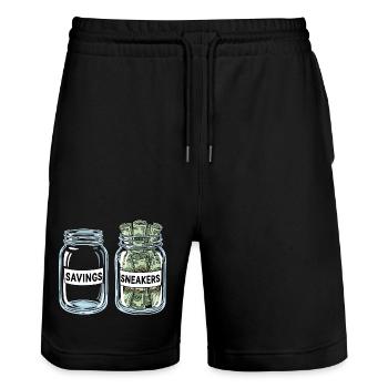 Sneakerhead Money Jars Collector Culture Love - Stanley/Stella Trainer Unisex Organic Jogging Shorts - black - Front - Nik (191cm) & Marisol (170cm)