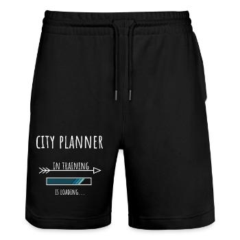 City Planner Gift Profession Education - Stanley/Stella Trainer Unisex Organic Jogging Shorts - black - Front - Nik (191cm) & Marisol (170cm)