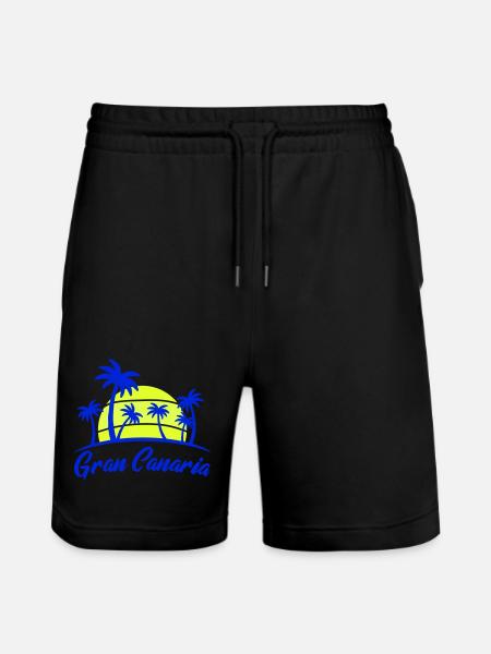 Gran Canaria sunset with palm trees - Stanley/Stella Trainer Unisex Organic Jogging Shorts - black