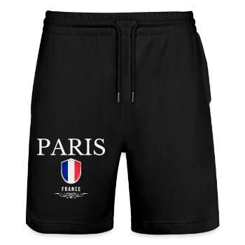 J’adore Paris, Paris France - Short de jogging bio TRAINER Stanley/Stella unisexe - noir - Devant - Nik (191cm) & Marisol (170cm)