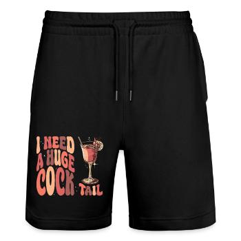 I need a cocktail Wortspiel Erwachsene  - Stanley/Stella Unisex Bio Joggingshorts Trainer  - Schwarz - Vorne - Nik (191cm) & Marisol (170cm)