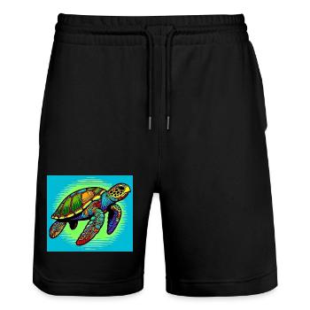 tortue - Short de jogging bio TRAINER Stanley/Stella unisexe - noir - Devant - Nik (191cm) & Marisol (170cm)