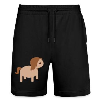 Einzigartige Pferdecharakter-Illustration - Stanley/Stella Unisex Bio Joggingshorts Trainer  - Schwarz - Vorne - Nik (191cm) & Marisol (170cm)