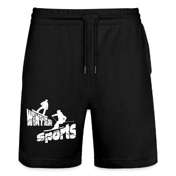 Winter Sports - Berge - Stanley/Stella Unisex Bio Joggingshorts Trainer  - Schwarz - Vorne - Nik (191cm) & Marisol (170cm)
