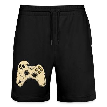 Geisterpad Retro Arcade - Stanley/Stella Unisex Bio Joggingshorts Trainer  - Schwarz - Vorne - Nik (191cm) & Marisol (170cm)