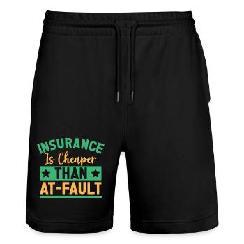 Insurance Agent Cheaper Than At-Fault - Stanley/Stella Trainer Unisex Organic Jogging Shorts - black - Front - Nik (191cm) & Marisol (170cm)
