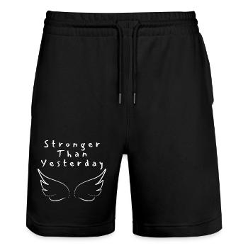 Des ailes plus fortes qu’hier - Short de jogging bio TRAINER Stanley/Stella unisexe - noir - Devant - Nik (191cm) & Marisol (170cm)