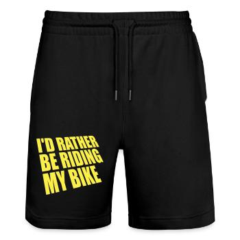 Radfahren I'd Rather Be Riding My Bike Gelb - Stanley/Stella Unisex Bio Joggingshorts Trainer  - Schwarz - Vorne - Nik (191cm) & Marisol (170cm)
