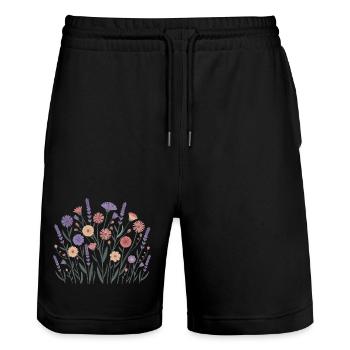 Boho Wildflowers – Blooming Harmony - Stanley/Stella Trainer Unisex Organic Jogging Shorts - black - Front - Nik (191cm) & Marisol (170cm)