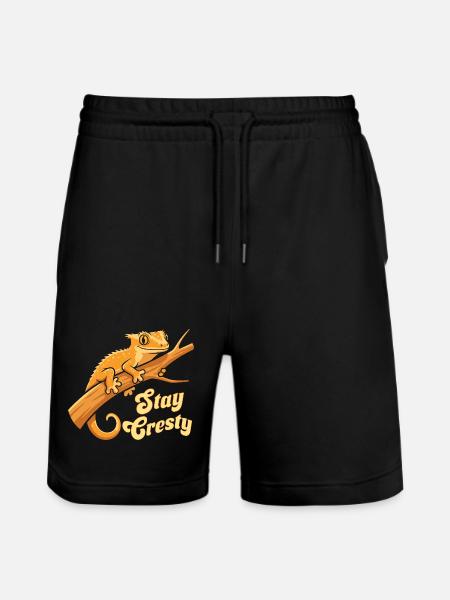 Crested Gecko Reptile Humor Lizard - Stanley/Stella Trainer Unisex Organic Jogging Shorts - black