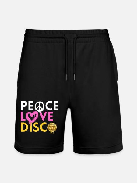 Peace Love Disco Retro Neon Style - Stanley/Stella Trainer Unisex Organic Jogging Shorts - black