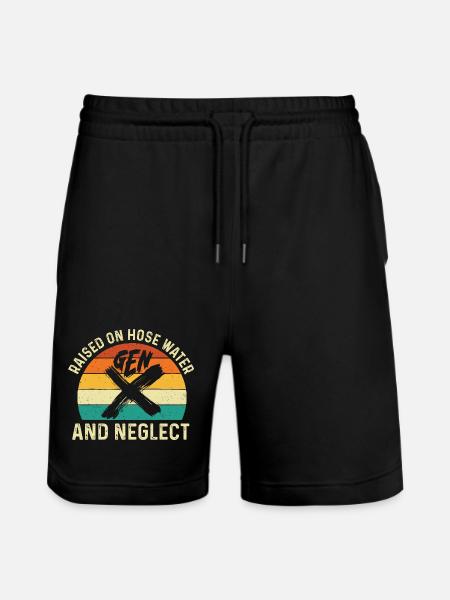 Generasjon X oppvokst med vannslange og forsømmelseshumor - Stanley/Stella Trainer økologisk unisex-løpeshorts - svart