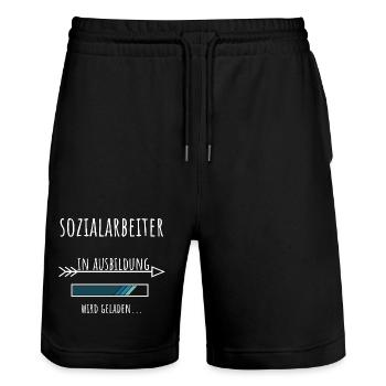 Social Work Studies Profession Social Worker - Stanley/Stella Trainer Unisex Organic Jogging Shorts - black - Front - Nik (191cm) & Marisol (170cm)