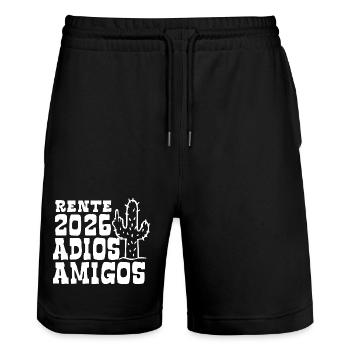 Adios Amigos Pension 2026 - Retraite - Pension - Short de jogging bio TRAINER Stanley/Stella unisexe - noir - Devant - Nik (191cm) & Marisol (170cm)
