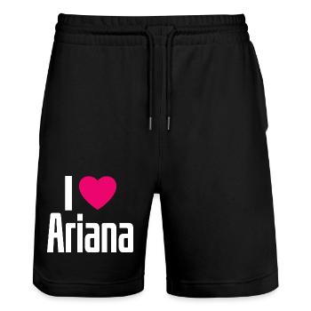 I Love Ariana Pink Heart I Love Ariana - Stanley/Stella Trainer Unisex Organic Jogging Shorts - black - Front - Nik (191cm) & Marisol (170cm)