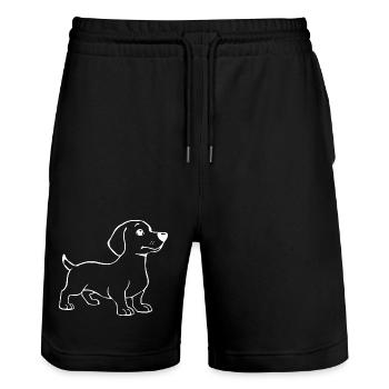 Dog White White Dogs T-shirt Gift - Stanley/Stella Trainer Unisex Organic Jogging Shorts - black - Front - Nik (191cm) & Marisol (170cm)