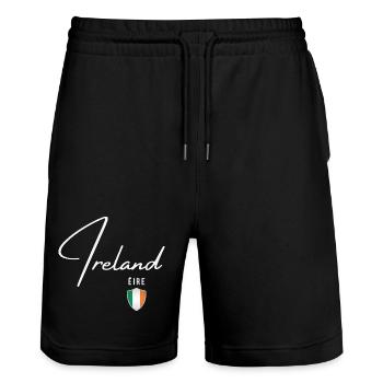 Irish Patriot, Irish Pride - Stanley/Stella Trainer Unisex Organic Jogging Shorts - black - Front - Nik (191cm) & Marisol (170cm)