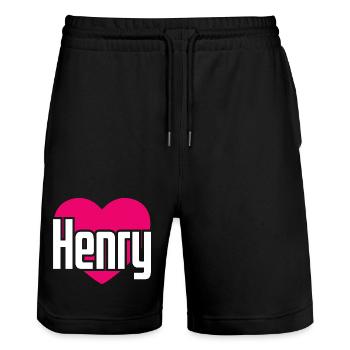 J’aime Henry Coeur Rose J’aime Henry - Short de jogging bio TRAINER Stanley/Stella unisexe - noir - Devant - Nik (191cm) & Marisol (170cm)
