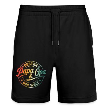 Grandpa Father's Day Gift Ideas Dad Daddy Father's Day - Stanley/Stella Trainer Unisex Organic Jogging Shorts - black - Front - Nik (191cm) & Marisol (170cm)