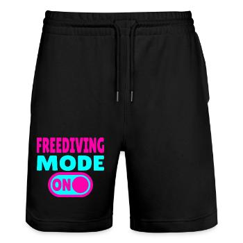 Freediving Mode ON - Diver - Stanley/Stella Trainer Unisex Organic Jogging Shorts - black - Front - Nik (191cm) & Marisol (170cm)