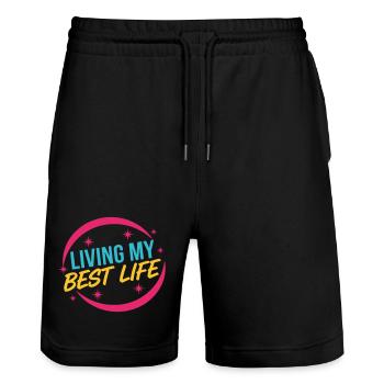 Mein bestes Leben leben – Erfolgs-Mindset Pink - Stanley/Stella Unisex Bio Joggingshorts Trainer  - Schwarz - Vorne - Nik (191cm) & Marisol (170cm)