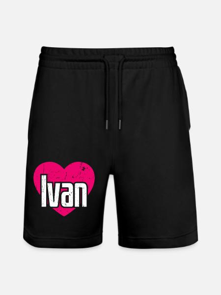J’aime Ivan Coeur Rose J’aime Ivan - Short de jogging bio TRAINER Stanley/Stella unisexe - noir