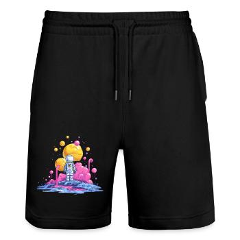 Astronaut auf Farbplanet - Stanley/Stella Unisex Bio Joggingshorts Trainer  - Schwarz - Vorne - Nik (191cm) & Marisol (170cm)