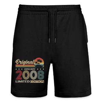 18th Birthday Original January 2008 - Stanley/Stella Trainer Unisex Organic Jogging Shorts - black - Front - Nik (191cm) & Marisol (170cm)