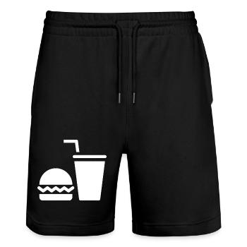 Fast food, burgers, food trucks - Stanley/Stella Trainer Unisex Organic Jogging Shorts - black - Front - Nik (191cm) & Marisol (170cm)
