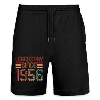 Legendary since 1956, Retro, Birthday - Stanley/Stella Trainer Unisex Organic Jogging Shorts - black - Front - Nik (191cm) & Marisol (170cm)