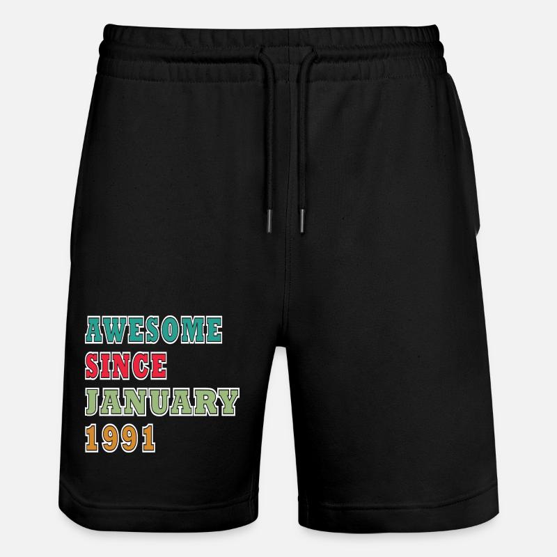35e anniversaire Millésime de janvier 1991 - Short de jogging bio TRAINER Stanley/Stella unisexe - noir