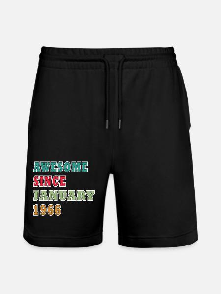 60th Birthday Original January Vintage 1966 - Stanley/Stella Trainer Unisex Organic Jogging Shorts - black