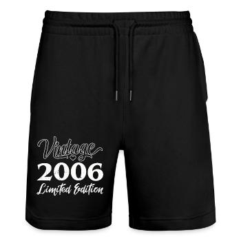 Vintage 2006 Limited Edition Jubiläumsgeschenk - Stanley/Stella Unisex Bio Joggingshorts Trainer  - Schwarz - Vorne - Nik (191cm) & Marisol (170cm)