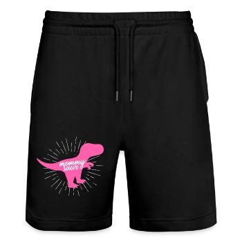 Mommysaurier T-Rex Mama Dinosaurier-Silhouette - Stanley/Stella Unisex Bio Joggingshorts Trainer  - Schwarz - Vorne - Nik (191cm) & Marisol (170cm)