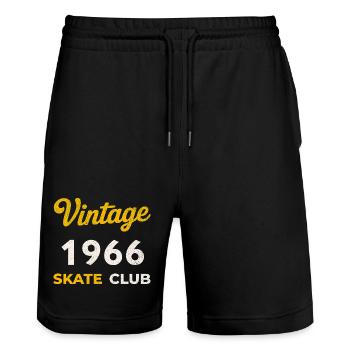 Vintage 1966 Skate Club Retro Geburtsjahr Geschenk - Stanley/Stella Unisex Bio Joggingshorts Trainer  - Schwarz - Vorne - Nik (191cm) & Marisol (170cm)