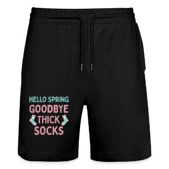 Hello Spring Goodbye Thick Socks - Stanley/Stella Trainer Unisex Organic Jogging Shorts - black - Front - Nik (191cm) & Marisol (170cm)