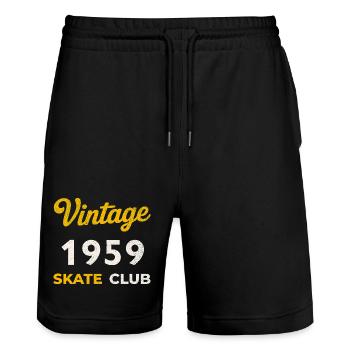 Vintage 1959 Skate Club Retro Geburtsjahr Geschenk - Stanley/Stella Unisex Bio Joggingshorts Trainer  - Schwarz - Vorne - Nik (191cm) & Marisol (170cm)