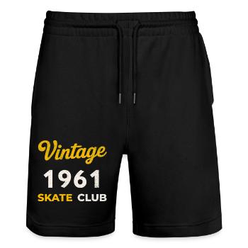 Vintage 1961 Skate Club Retro Birth Year Gift - Stanley/Stella Trainer Unisex Organic Jogging Shorts - black - Front - Nik (191cm) & Marisol (170cm)