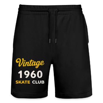 Vintage 1960 Skate Club Retro Geburtsjahr Geschenk - Stanley/Stella Unisex Bio Joggingshorts Trainer  - Schwarz - Vorne - Nik (191cm) & Marisol (170cm)