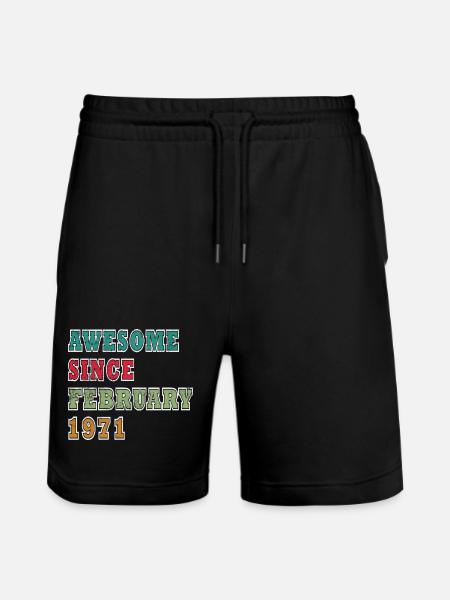 1971 February Birthday Legend - Stanley/Stella Trainer Unisex Organic Jogging Shorts - black