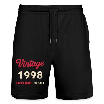 Vintage 1998 – Boxing Club Retro Geburtsjahr - Stanley/Stella Unisex Bio Joggingshorts Trainer  - Schwarz - Vorne - Nik (191cm) & Marisol (170cm)