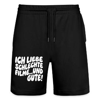 Ich liebe schlechte Filme und gute - Stanley/Stella Unisex Bio Joggingshorts Trainer  - Schwarz - Vorne - Nik (191cm) & Marisol (170cm)