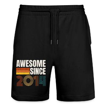 Awesome Since 2014 Retro Vintage Birthday - Stanley/Stella Trainer Unisex Organic Jogging Shorts - black - Front - Nik (191cm) & Marisol (170cm)