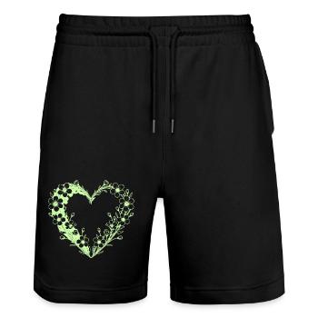 Flower heart in floral frame - Stanley/Stella Trainer Unisex Organic Jogging Shorts - black - Front - Nik (191cm) & Marisol (170cm)