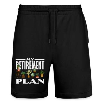 Pflanzenliebhaber Mein Ruhestandsplan Pflanzen - Stanley/Stella Unisex Bio Joggingshorts Trainer  - Schwarz - Vorne - Nik (191cm) & Marisol (170cm)