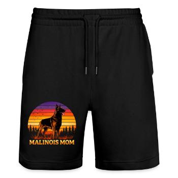 Maman malinoise - Short de jogging bio TRAINER Stanley/Stella unisexe - noir - Devant - Nik (191cm) & Marisol (170cm)
