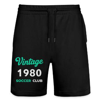 Vintage 1980 – Soccer Club Retro Birth Year - Stanley/Stella Trainer Unisex Organic Jogging Shorts - black - Front - Nik (191cm) & Marisol (170cm)