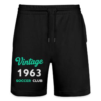 Vintage 1963 – Soccer Club Retro Birth Year - Stanley/Stella Trainer Unisex Organic Jogging Shorts - black - Front - Nik (191cm) & Marisol (170cm)